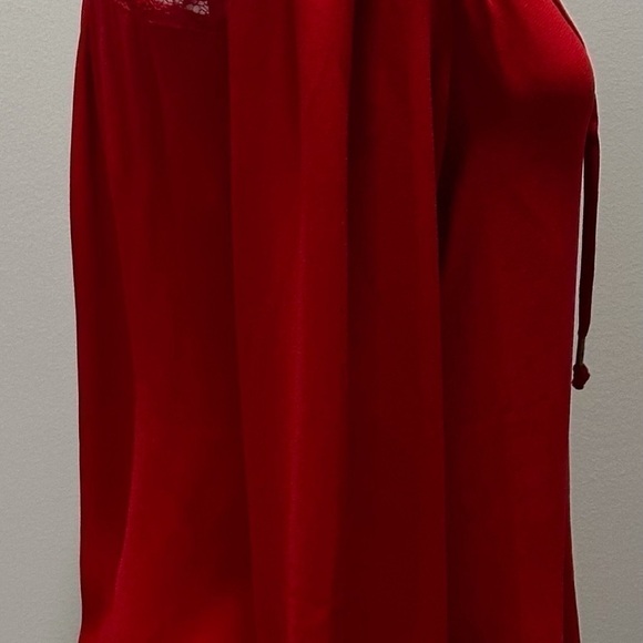 True Religion Lace Panels Lace Up Long Sleeve Red Blouse - Picture 4 of 5